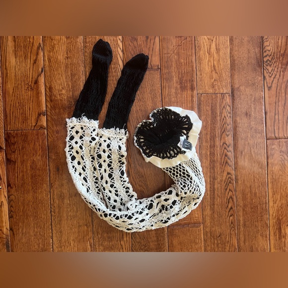 Yohji Yamamoto Torchon Lace Double Layered Leggings Cream White and Black OS - Picture 6 of 11